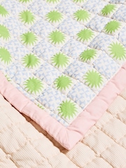 Oliver Bonas Pink Marina Sun Tile Reversible Cotton Bedspread - Image 4 of 5