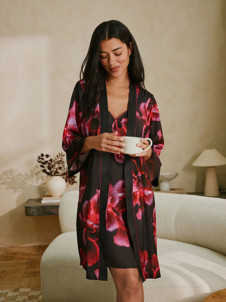 ted baker satin dressing gown Embossed Logo Fluffy Belted Dressing Gown | Verity