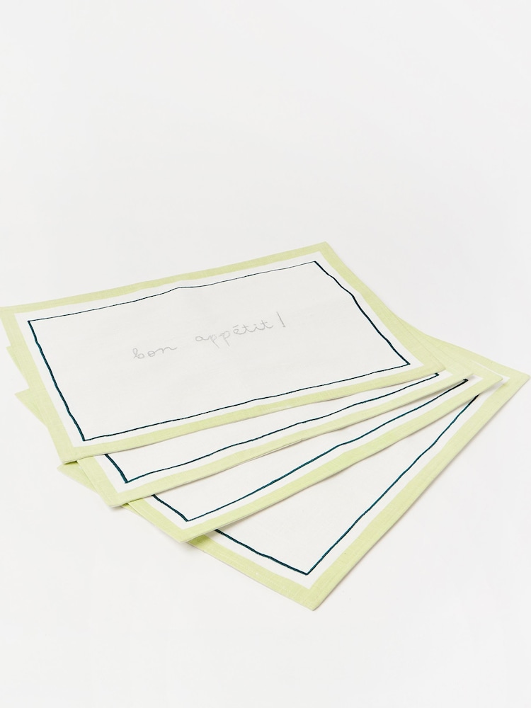 Oliver Bonas Set of 4 White Fiesta Embroidered Placemats - Image 1 of 4