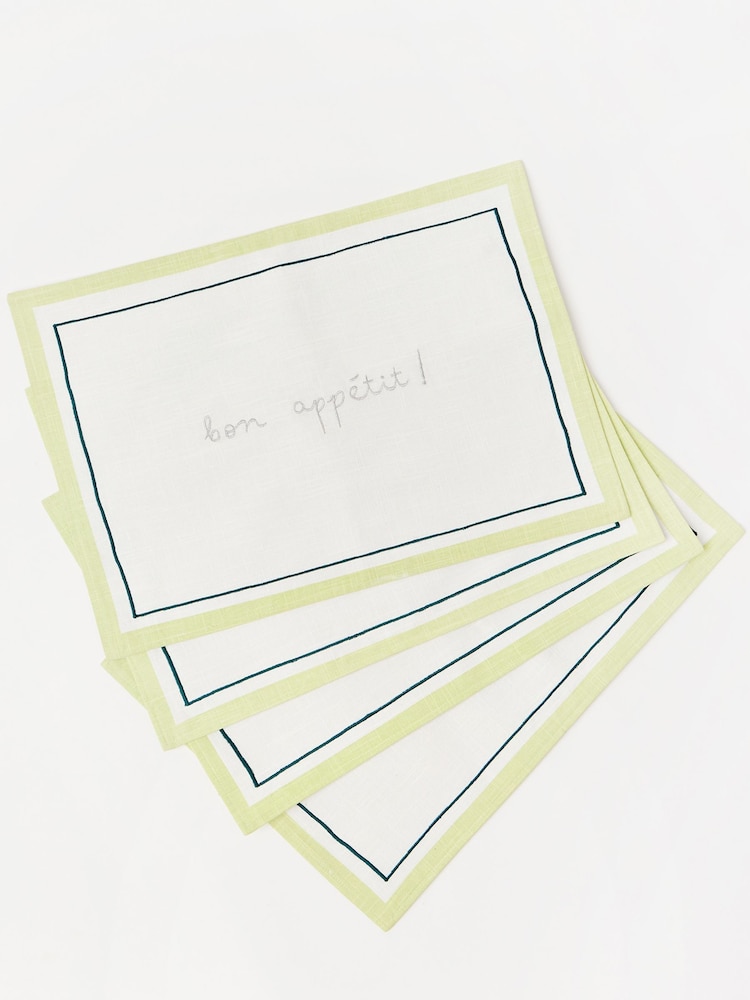 Oliver Bonas Set of 4 White Fiesta Embroidered Placemats - Image 2 of 4