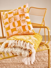 Oliver Bonas Yellow Sun Print Boucle Throw - Image 1 of 6