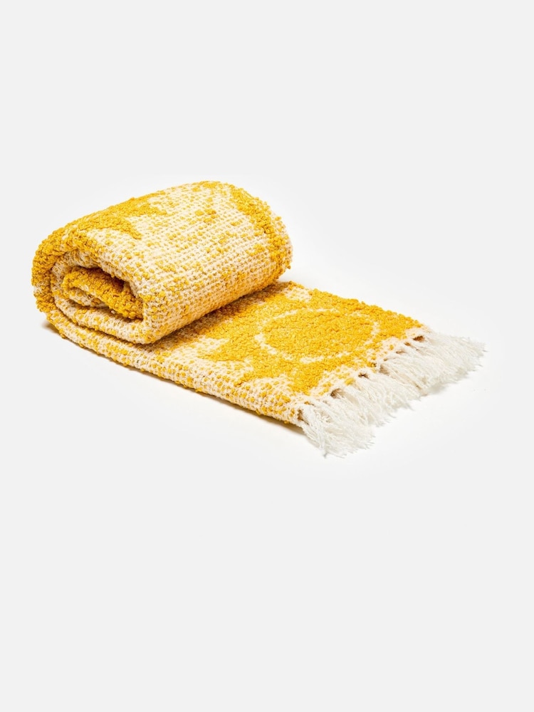 Oliver Bonas Yellow Sun Print Boucle Throw - Image 2 of 6