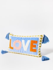 Oliver Bonas Blue Love Patchwork Cushion Cover - Image 2 of 4