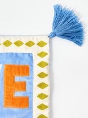 Oliver Bonas Blue Love Patchwork Cushion Cover - Image 4 of 4