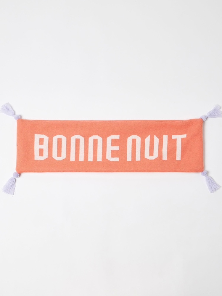 Oliver Bonas Orange Bonne Nuit Knitted Bolster Cushion Cover - Image 4 of 4