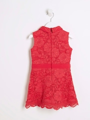 River Island Red Girls Lace Collar Shirt Dress - Image 2 of 4