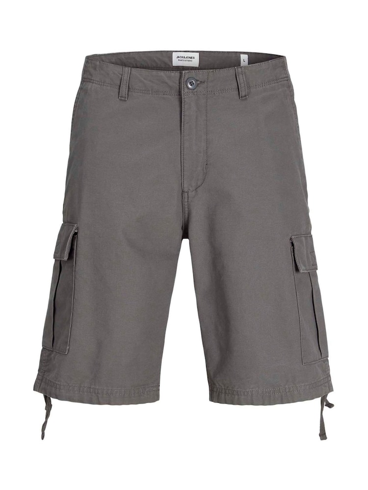 Buy JACK JONES Grey Regular Fit Cargo 100% Cotton Shorts from