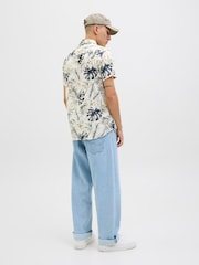 JACK & JONES Cream Hawaiian Resort Short Sleeve 100% Cotton Shirt - Image 3 of 4
