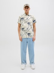JACK & JONES Cream Hawaiian Resort Short Sleeve 100% Cotton Shirt - Image 4 of 4