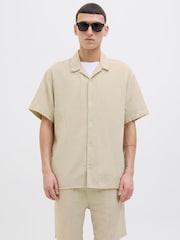 JACK & JONES Light Nude Nude Revere Collar Shirt - Image 1 of 6