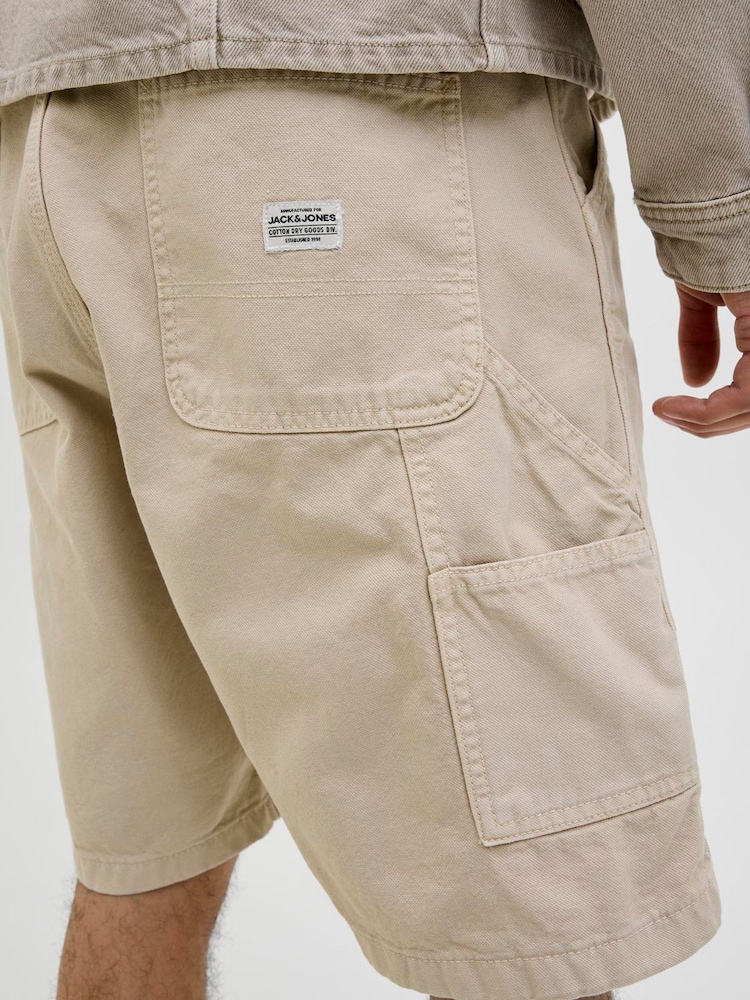 JACK & JONES Nude Loose Fit Longline Carpenter 100% Cotton Shorts - Image 2 of 7