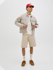 JACK & JONES Nude Loose Fit Longline Carpenter 100% Cotton Shorts - Image 3 of 7