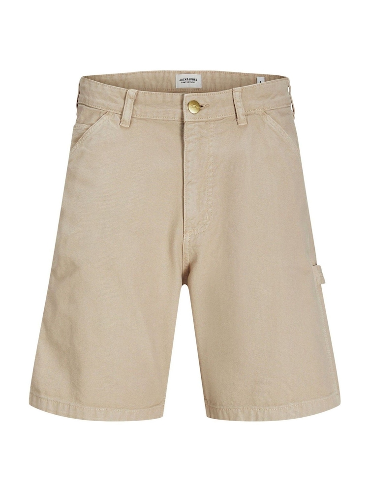 JACK & JONES Nude Loose Fit Longline Carpenter 100% Cotton Shorts - Image 5 of 7