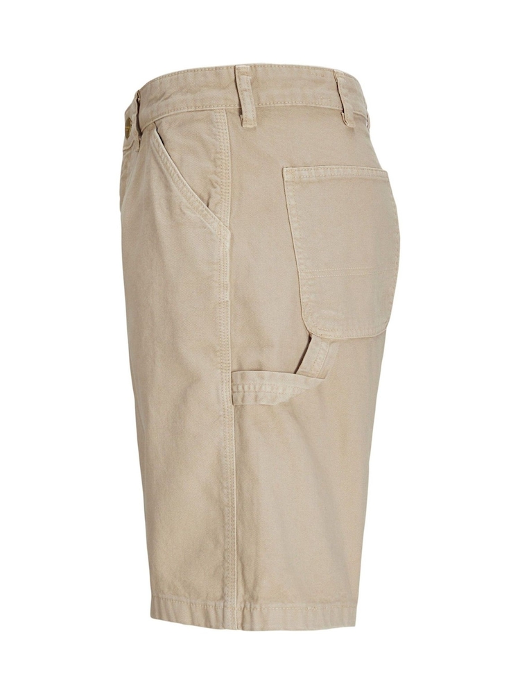 JACK & JONES Nude Loose Fit Longline Carpenter 100% Cotton Shorts - Image 7 of 7