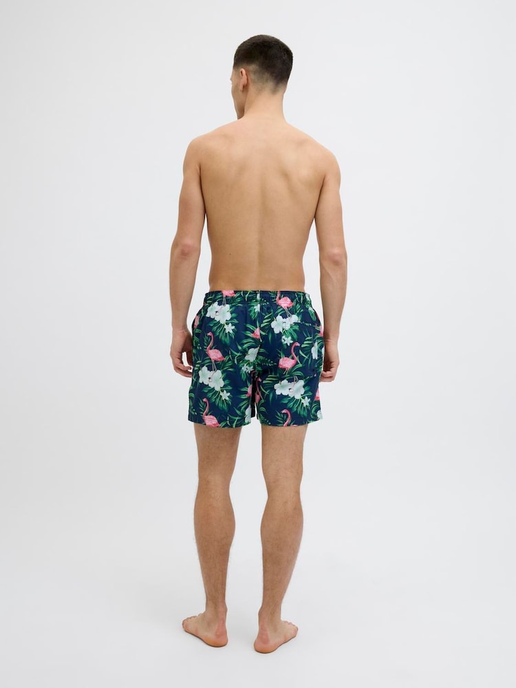 JACK & JONES Blue Flamingo Printed Swim Shorts - Image 2 of 9