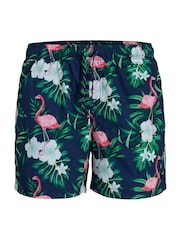 JACK & JONES Blue Flamingo Printed Swim Shorts - Image 5 of 9