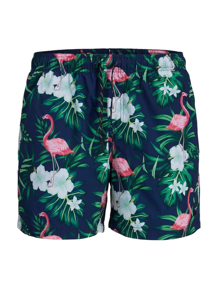 JACK & JONES Blue Flamingo Printed Swim Shorts - Image 5 of 9