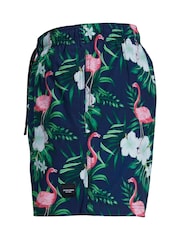JACK & JONES Blue Flamingo Printed Swim Shorts - Image 7 of 9