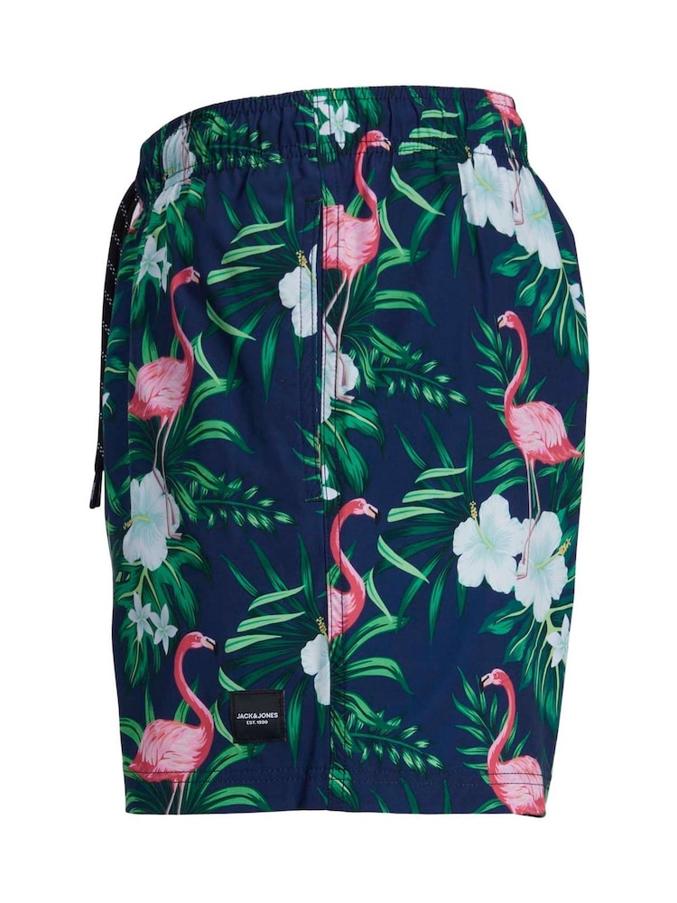 JACK & JONES Blue Flamingo Printed Swim Shorts - Image 7 of 9