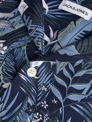 JACK & JONES Blue Tropical Print Short Sleeve Resort Shirt - Image 6 of 7