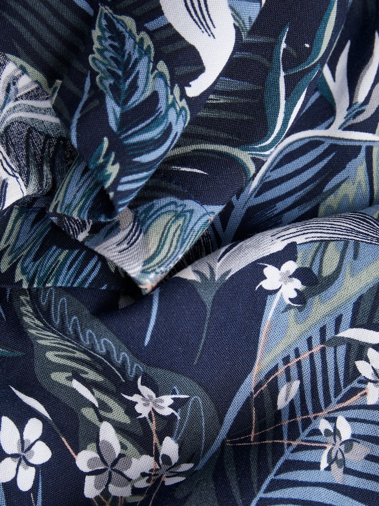 JACK & JONES Blue Tropical Print Short Sleeve Resort Shirt - Image 7 of 7