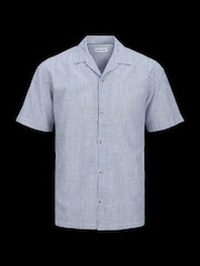 JACK & JONES Blue Short Sleeve Striped Resort Shirt - Image 5 of 5
