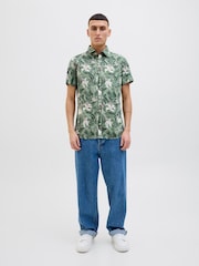 JACK & JONES Green Hawaiian Resort Short Sleeve 100% Cotton Shirt - Image 2 of 5