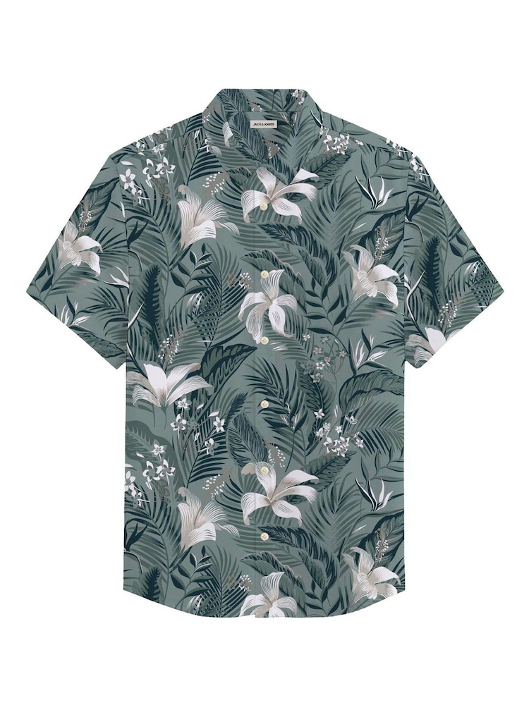 JACK & JONES Green Hawaiian Resort Short Sleeve 100% Cotton Shirt - Image 5 of 5