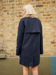 Navy Fur Collar Dolly Coat - Image 4 of 8