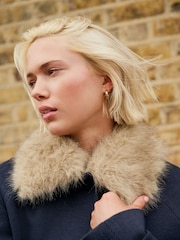 Navy Fur Collar Dolly Coat - Image 5 of 8