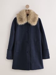 Navy Fur Collar Dolly Coat - Image 6 of 8