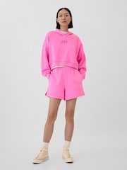 Gap Pink Relaxed Mini-Logo Cropped Hoodie - Image 1 of 2