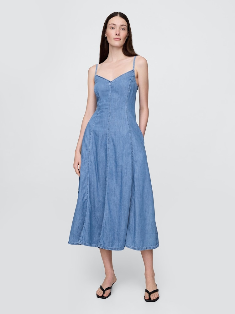 Gap Blue Denim Sleeveless Maxi Dress - Image 1 of 5