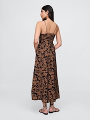 Gap Black/Brown Floral Tie-Back Maxi Slip Dress - Image 2 of 5