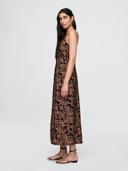 Gap Black/Brown Floral Tie-Back Maxi Slip Dress - Image 3 of 5