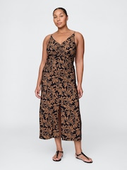 Gap Black/Brown Floral Tie-Back Maxi Slip Dress - Image 4 of 5