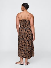 Gap Black/Brown Floral Tie-Back Maxi Slip Dress - Image 5 of 5