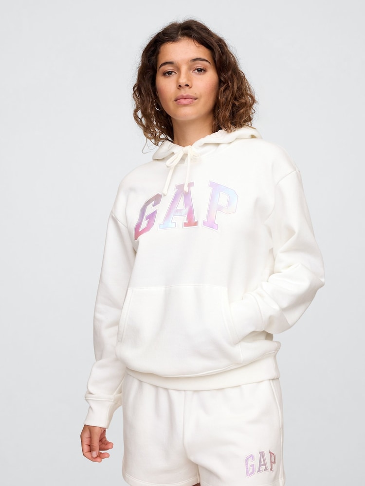 Gap White Pullover Relaxed Logo Hoodie - Image 1 of 5