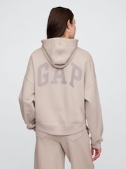 Gap Brown Relaxed Mini-Logo Cropped Hoodie - Image 2 of 4