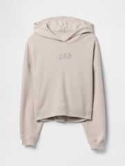 Gap Brown Relaxed Mini-Logo Cropped Hoodie - Image 4 of 4