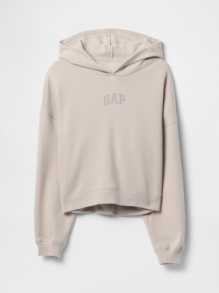 Gap Brown Relaxed Mini-Logo Cropped Hoodie - Image 4 of 4