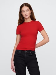 Rojo - Camiseta de manga corta de punto CloseKnit con cuello redondo de Gap - Imagen 1 de 5