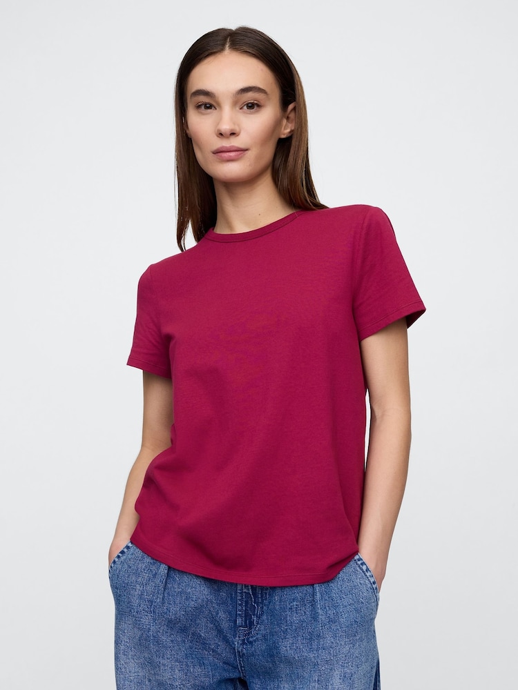 Rojo burdeos - Gap Favourite Cotton Short Sleeve T-Shirt - Imagen 1 de 5