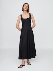 Gap Black Linen-Blend Square-Neck Maxi Summer Dress - Image 1 of 5