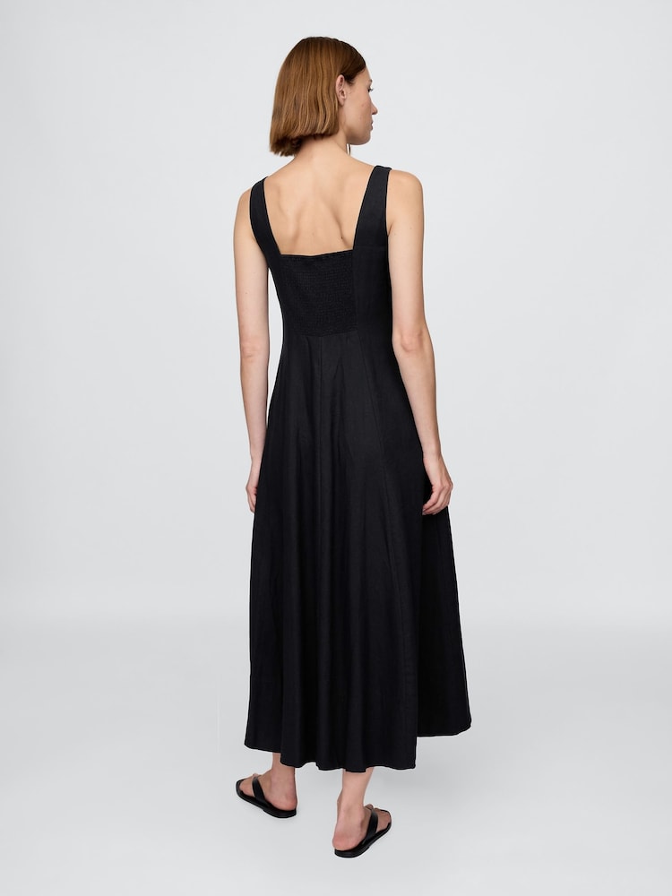 Gap Black Linen-Blend Square-Neck Maxi Summer Dress - Image 2 of 5