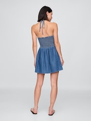 Gap Denim Pintuck Halter Mini Dress - Imagen 2 de 4