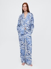 Gap Blue Poplin Pyjama Trousers - Image 1 of 4