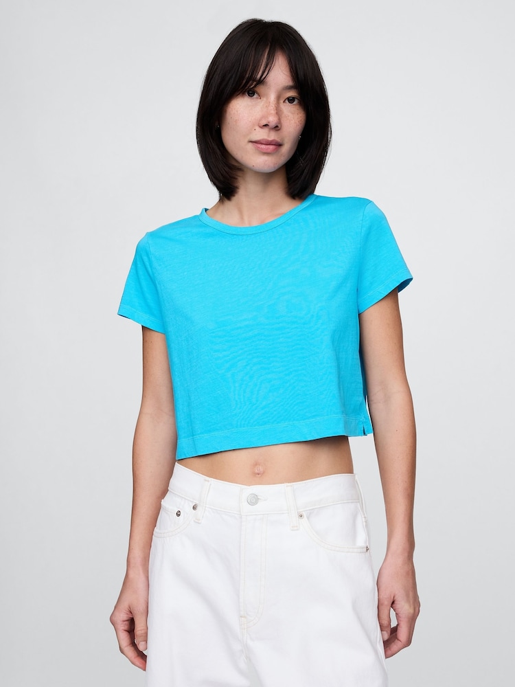 Gap Blue VintageSoft Cropped T-Shirt - Image 1 of 5