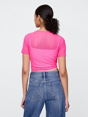 Rosa - Camiseta corta de malla suave elástica de Gap - Imagen 2 de 5