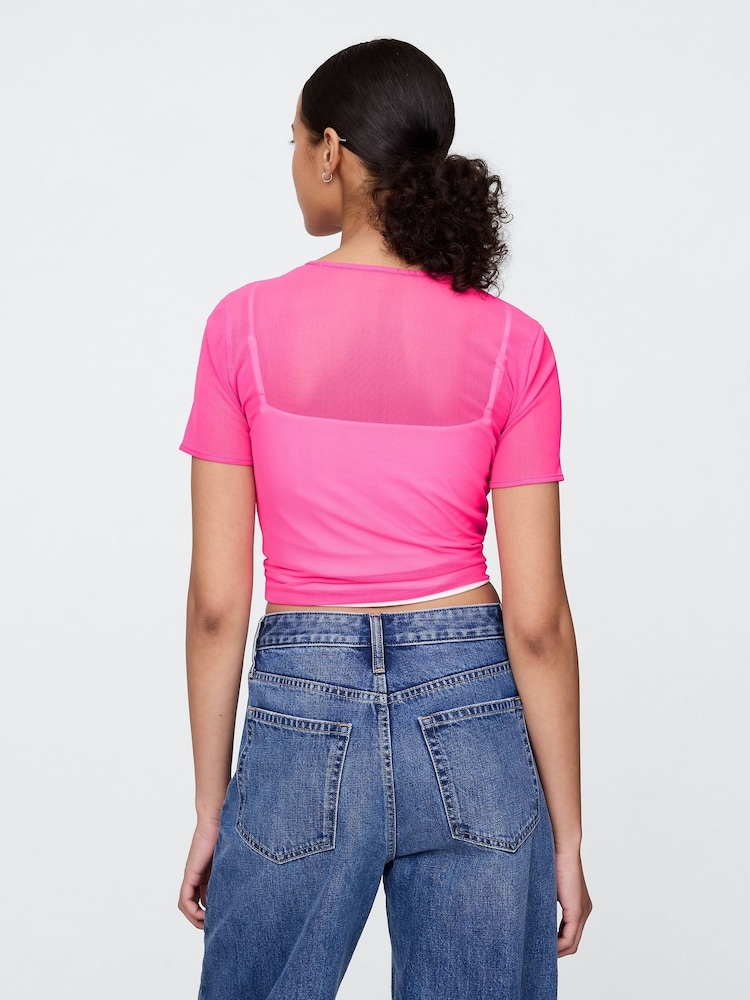 Rosa - Camiseta corta de malla suave elástica de Gap - Imagen 2 de 5